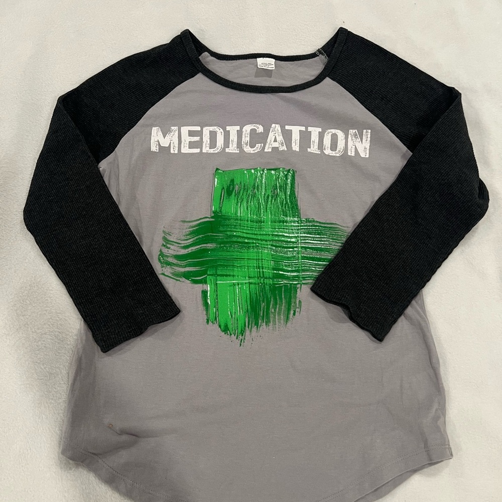 Mens Gray and Black Long Sleeve Shirt